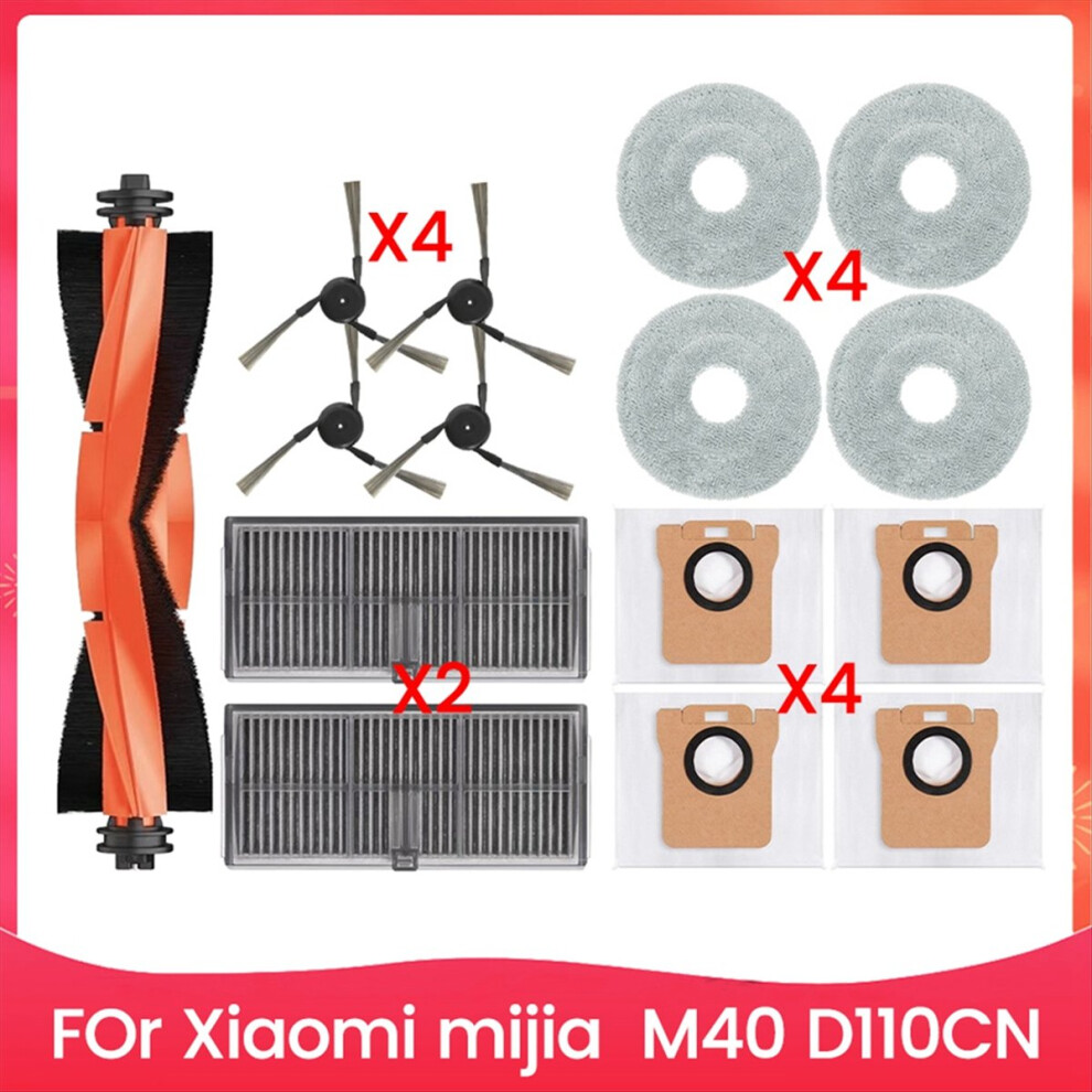 For M40 D110cn Robot Vacuum Spare Parts Main Side Brush Filter Mop Cloth Dust Bags Accessories 4853571773486