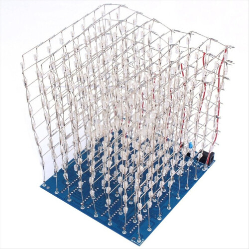 3D8 8x8x8 3D Led Cube Light DIY Kit Soldering Project 4.5-5.5V Squared LED PCB Board 1