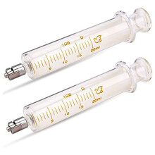 2 Pack Glass Syringe Luer Lock 20ML with No Needle for Industry Arts Crafts and Etc