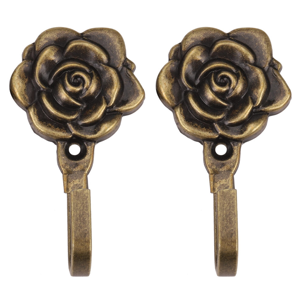 Brecantia 2Pcs Metal Rose Flower Curtain Tie Back Tieback Holders Wall Hooks Decor