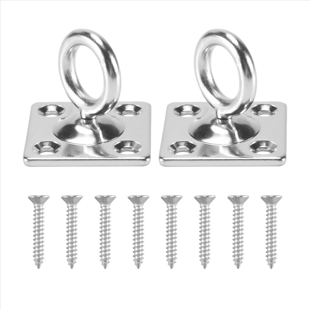 2Pcs Square Swivel Pad Eye Rotatable Ceiling Hook Wall Mounted Stainless Steel Plate For Yoga Swings Hammock (With Screws) 4853571781375