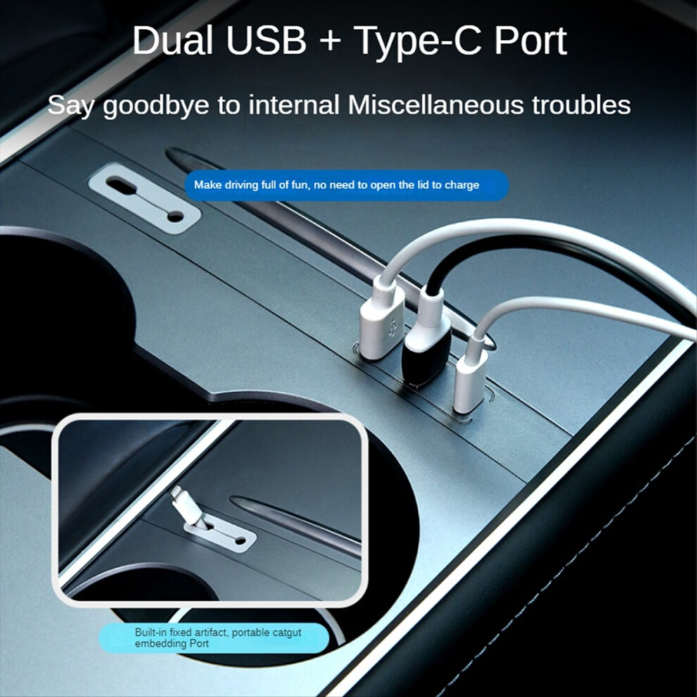 For Model Y Usb Hub Docking Station, Car Charger Multi Port Center Console Adapter Accessories 4853964338155