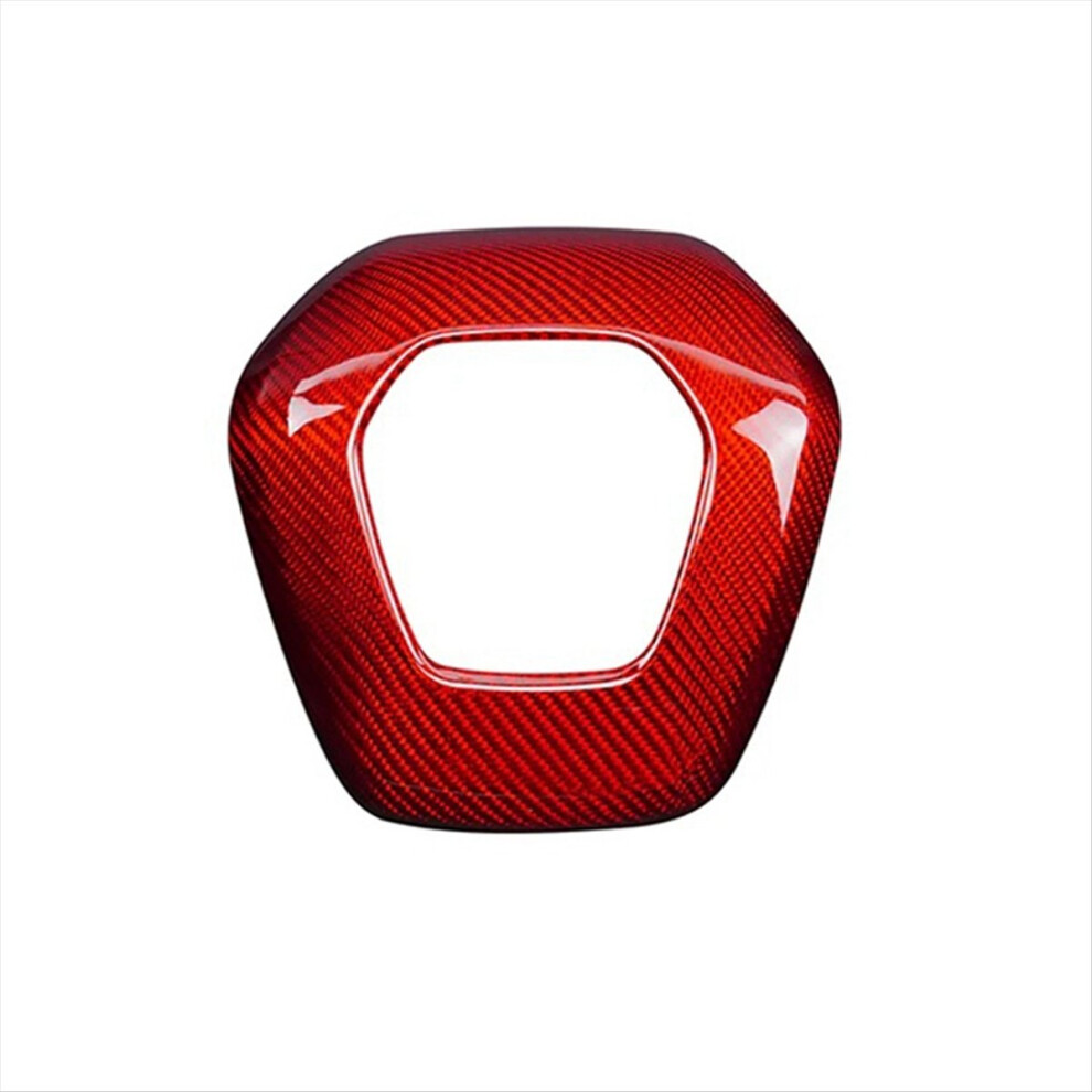 Real Hard Carbon Fiber For C8 2020-2023 Car Steering Wheel Center Cover Trim (Red) Red 4853964343449
