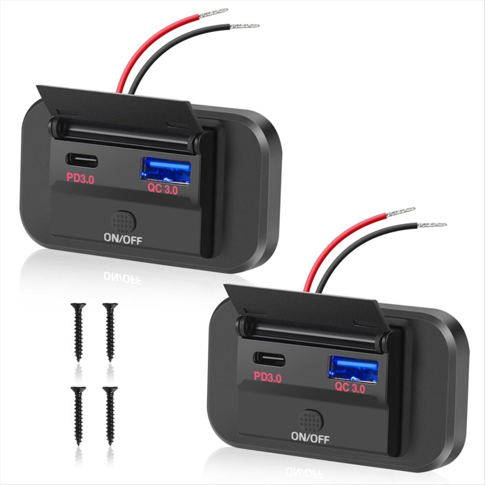 Dual Usb C Charging Socket Car Charger Qc3.0 & Pd Type Quick Charge Outlet For Boats Motorcycle Truck 4853964351550