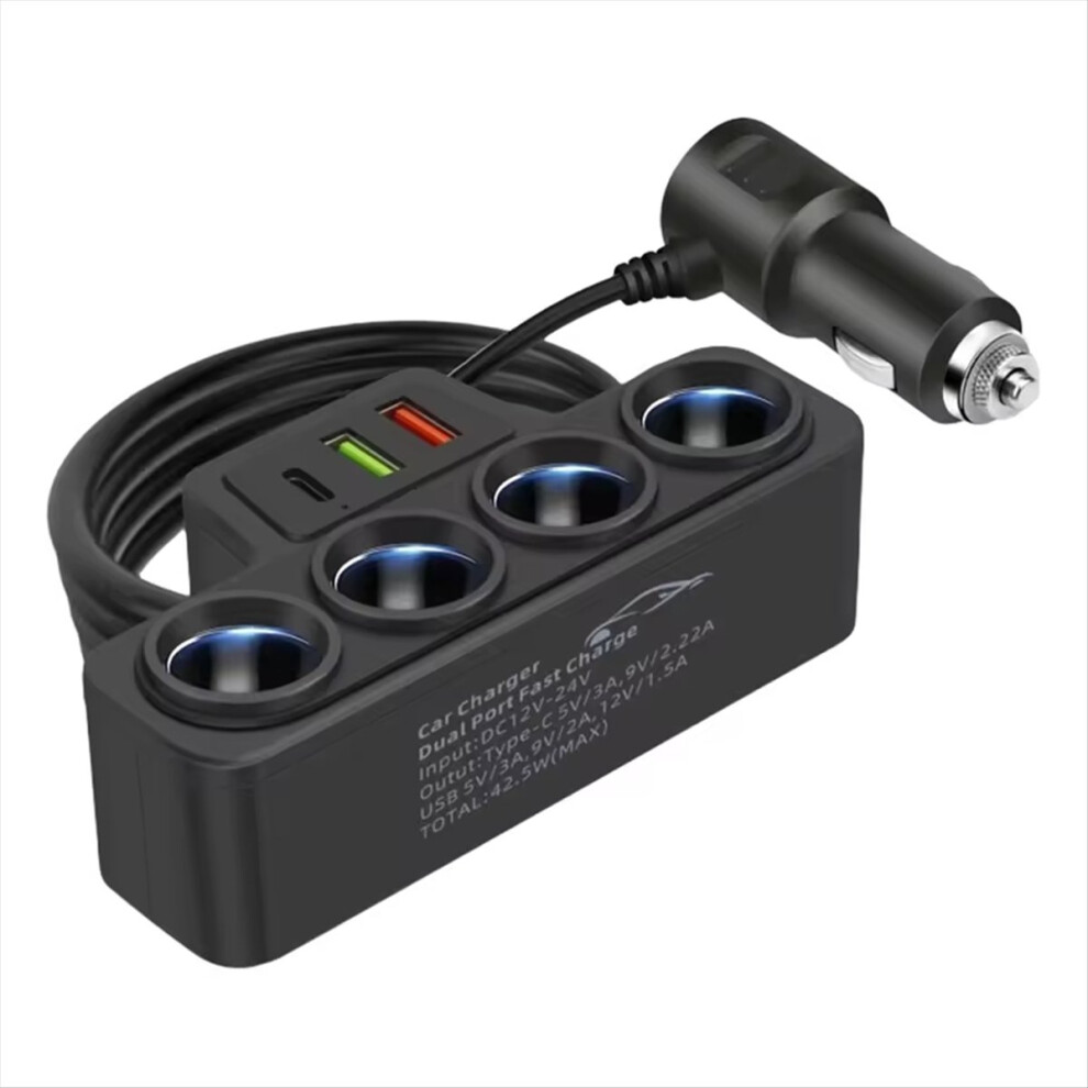 4-Socket Car Lighter Splitter 12V-24V Phone Power Adapter 120W Qc3.0+Pd3.1a Socket Plug 4854195164513
