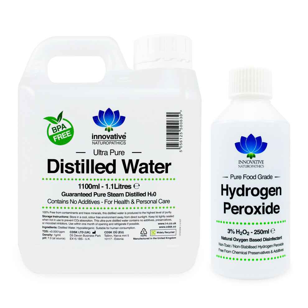 Innovative Naturopathics 3% Hydrogen Peroxide - 250Ml & Distilled Water 1.1 Litres