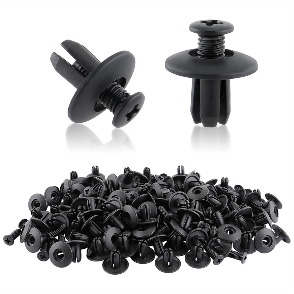 100Pcs Nylon Expansion Rivets Liner Door Trim Panel Bumper Shield Retainer Fastener Rivet Push Type Clips For Car Body Black 4854195185730