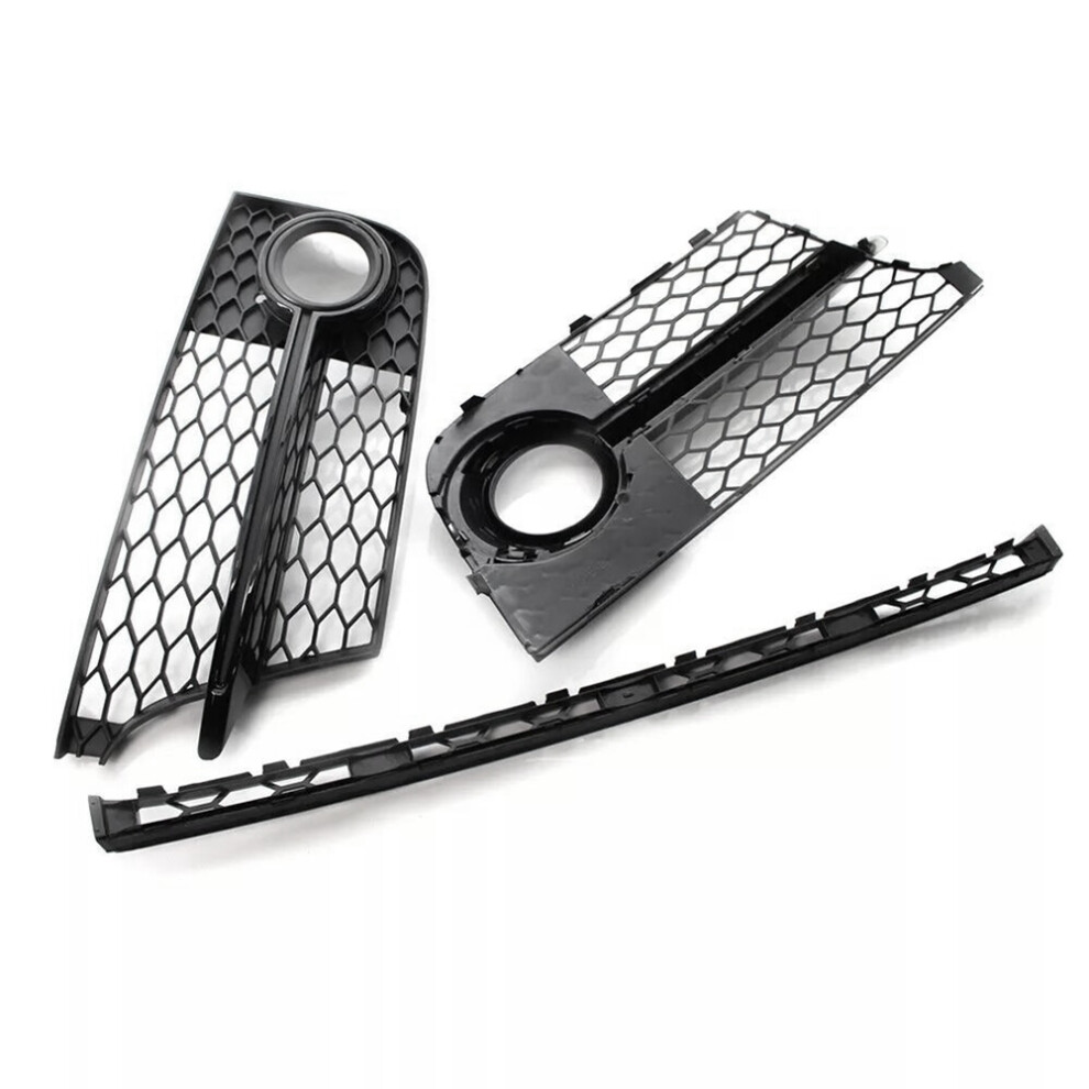 Car Front Bumper Fog Lamp Grilles Honeycomb Cover & Lower Grille For Tt Mk2 Tts 2011-2014 Light 4854195125941