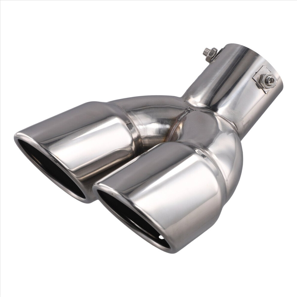 Car Bent Dual Exhaust Tip Bolt-On Slant Cut Tailpipe Muffler Universal Modification 4854195129291