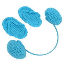 Blue Knitting Wool Baby Slipper Earphone Photography Prop 0-3 Months
