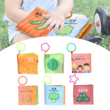 Waschbares Babystoff-Kognitionsbuch, 6 Stück, Bunte Früchte, Kleinkind-Spielzeug