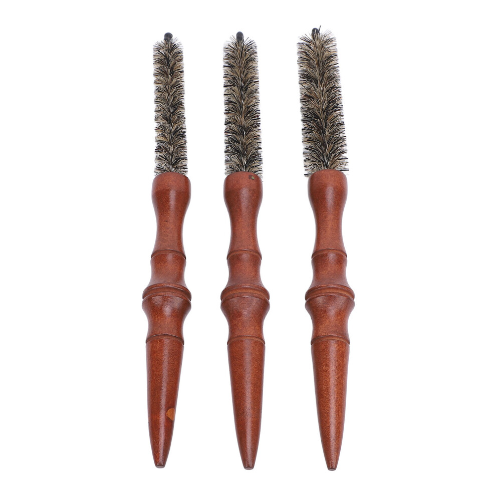 3 Pcs Wooden Handle Spiral Comb Set for Thin Hair, Portable Mini Roller