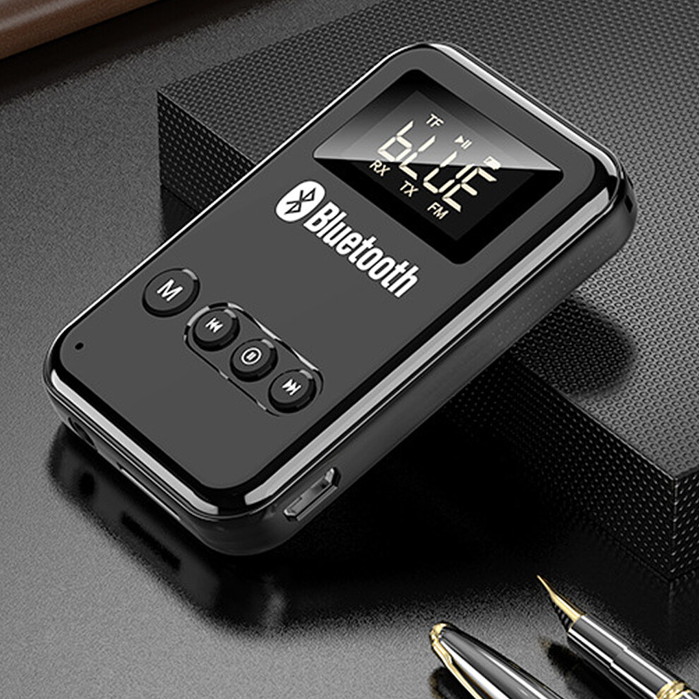 Wireless Car Bluetooth 5.0 Transmitter Receiver With Digital Display 2In1 Black 8051359045152
