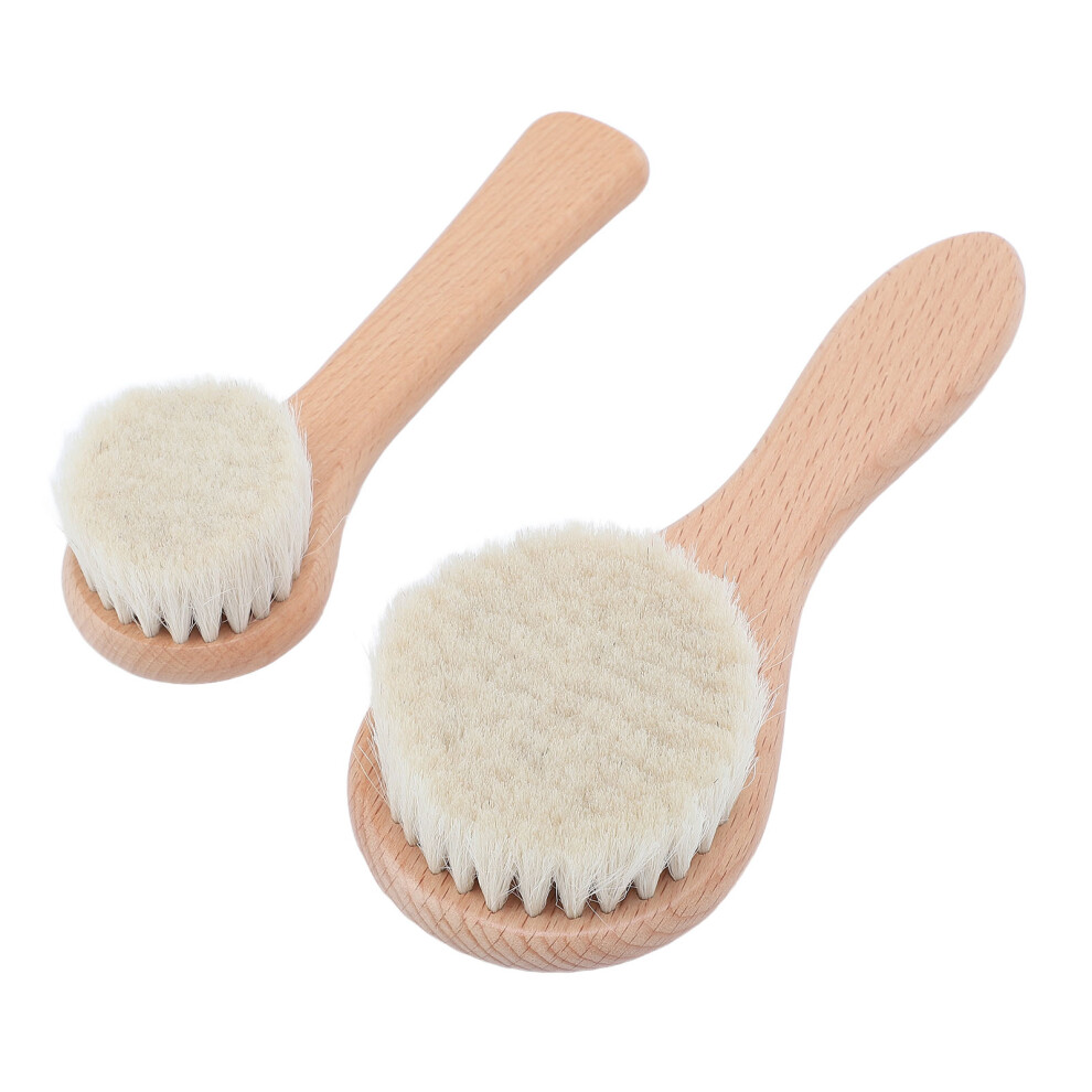 2pcs Reusable Beechwood Shower Brush with Nonslip Handle for Shampooing Bathing