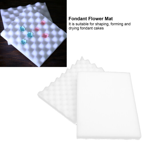 White 2Pcs Fondant Modeling Sponge Mat for Flower Shaping DIY 2
