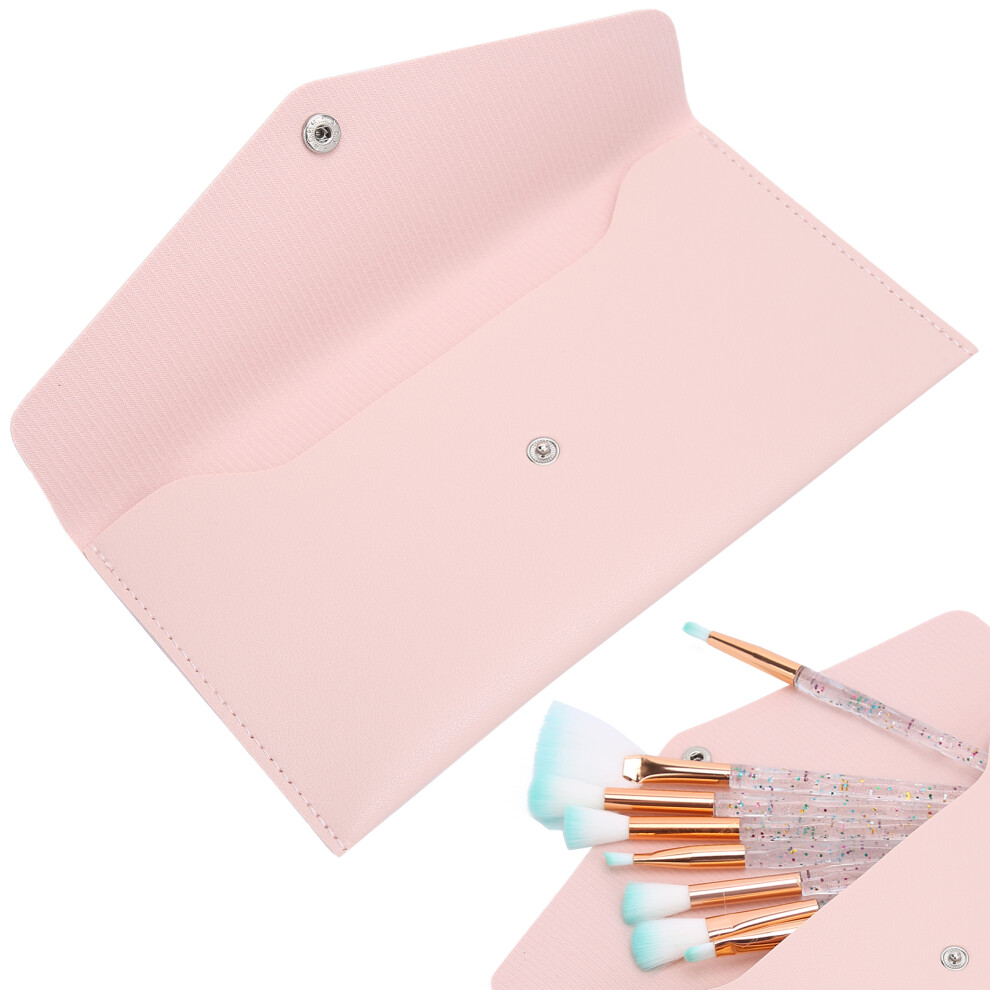 Travel-Friendly Makeup Brush Organizer Bag Cosmetic Brush Storage Pink