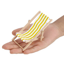 Faltbarer Strandstuhl für 1/12 Skalenpuppen – Gelb gestreift, 11cm
