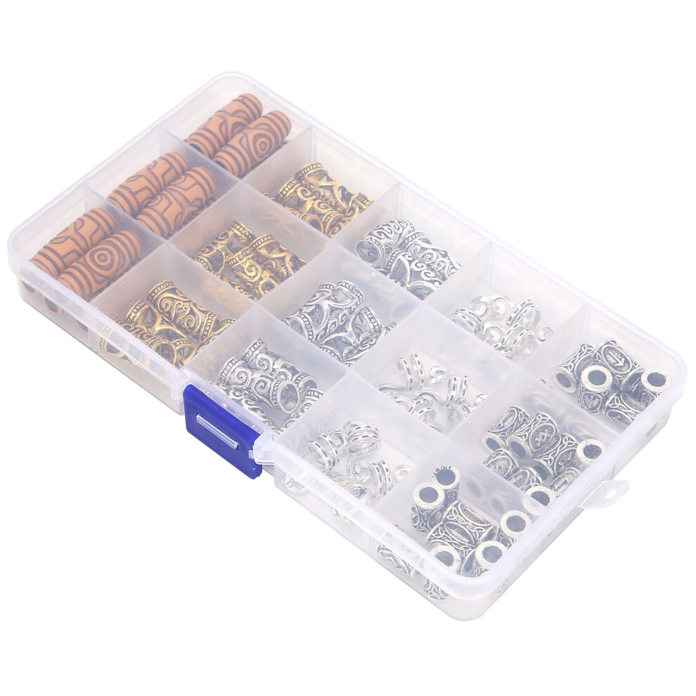 Silver/Gold 75Pcs Antique Alloy Beard Dreadlocks Beads Hair Accessories