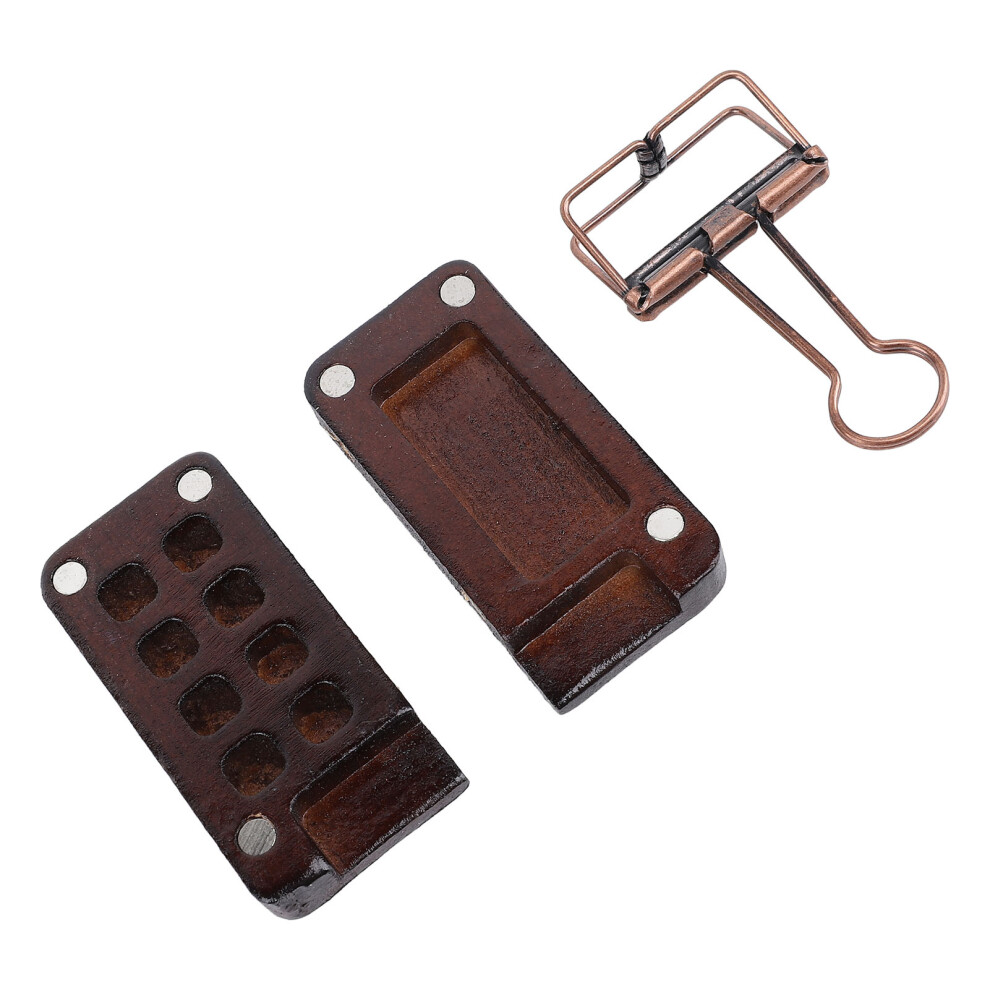 Miniature Walnut Wooden Palette Box for Travel Watercolor 8 Grids
