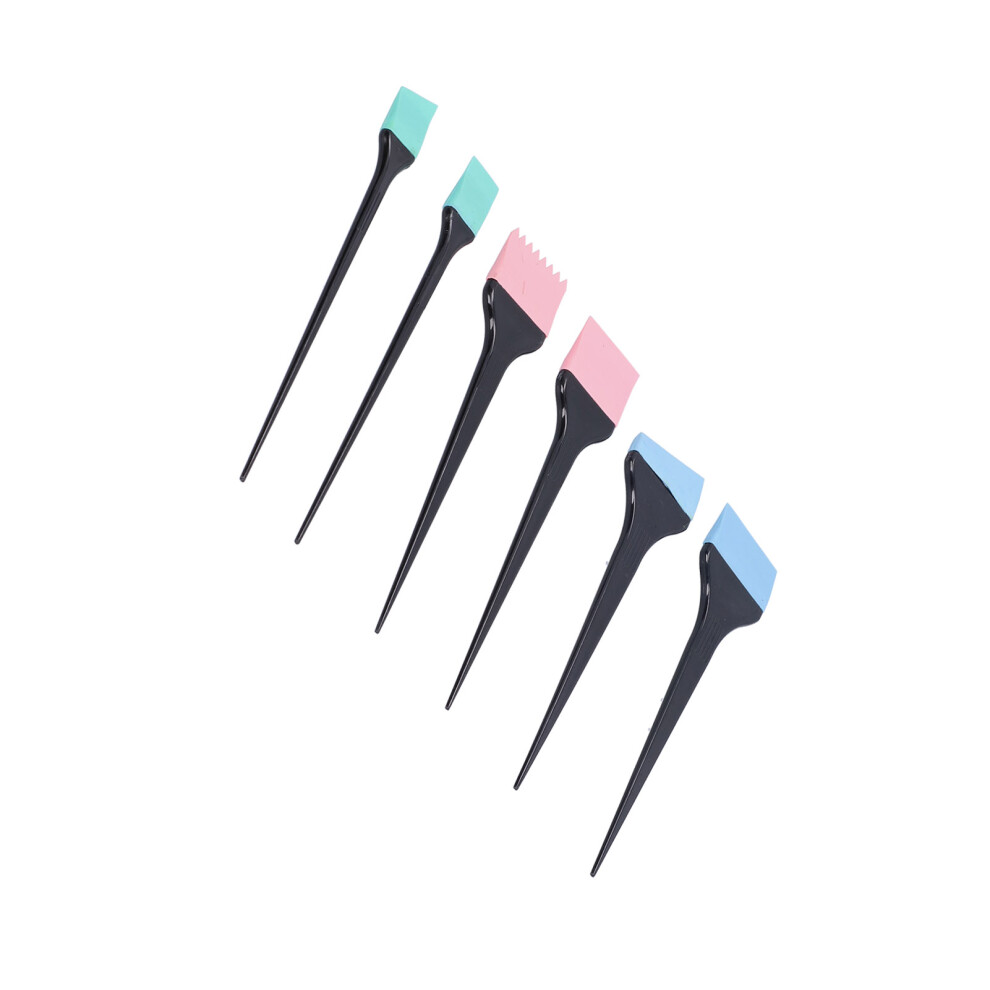 Set of 6 Silicone Hair Dye Brushes for Home Salon & Barber Shop Hair Coloring