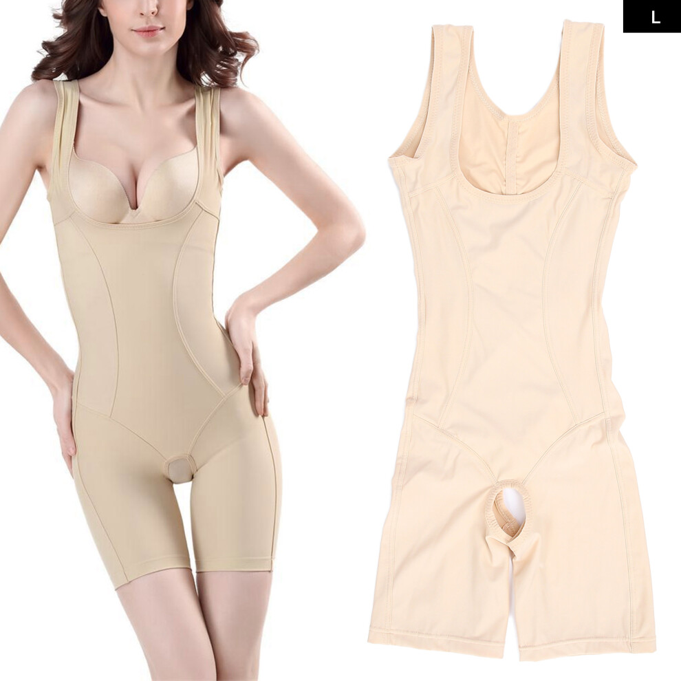 Open Crotch Body Shapewear Waist Trainer Tummy Control Khaki L