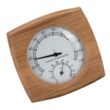 2-in-1 Zedernholz-Thermo-Hygrometer für Sauna & Dampfbad 10C-120C
