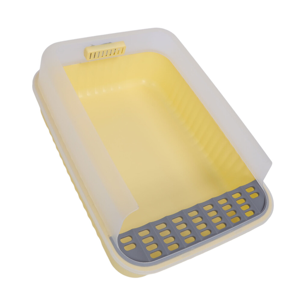 Large Yellow Semi-Enclosed Plastic Cat Litter Box 52x37x20 cm-image-OPC-PMTK8WN-NEW