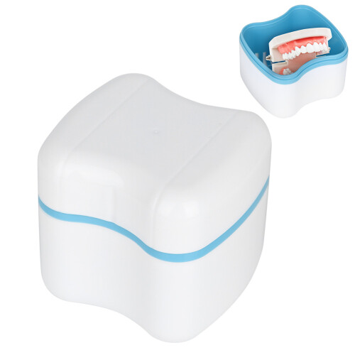 Langlebige blaue Zahnprothesenbox, leicht und bakterienresistent