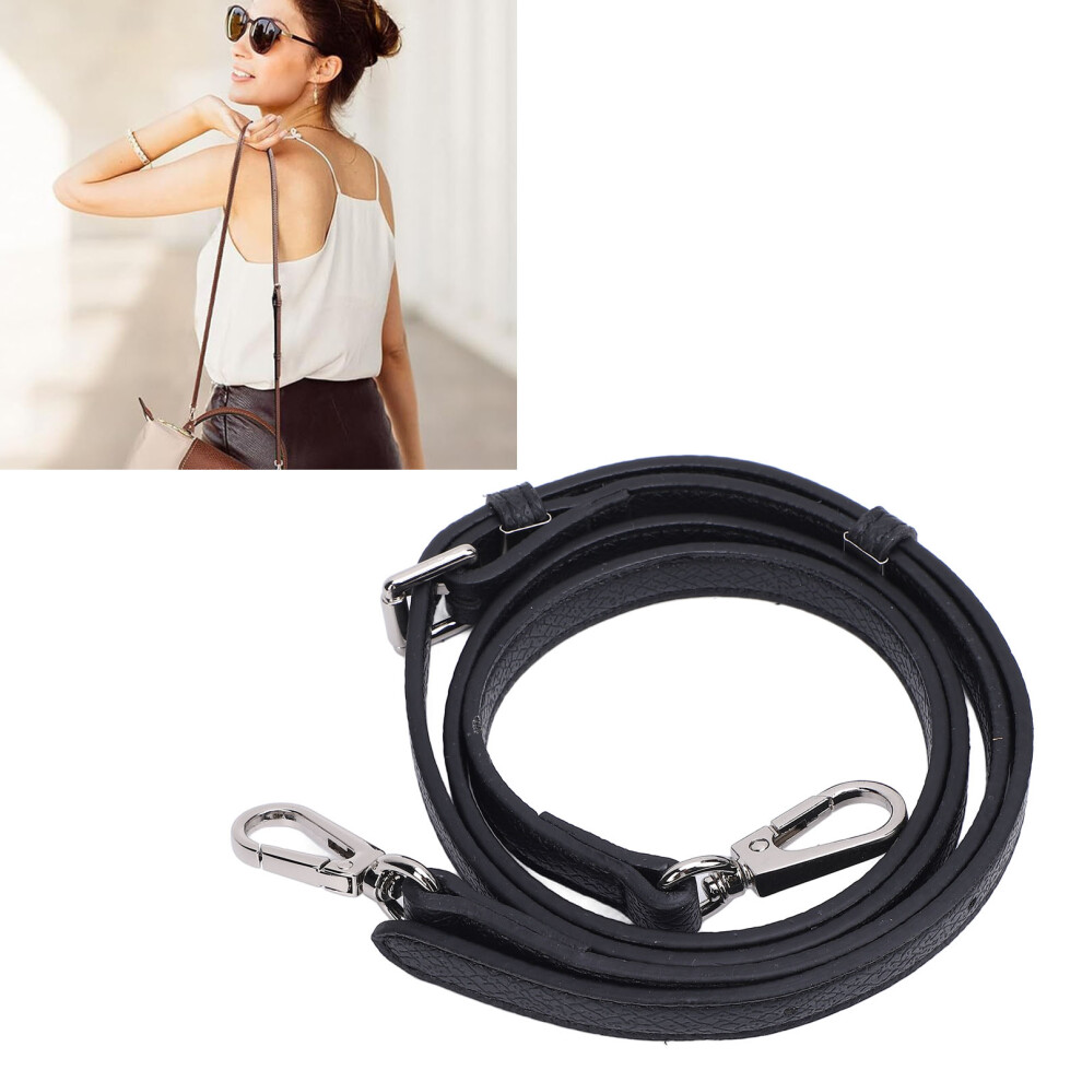 Women's Black PU Adjustable Handbag Shoulder Strap 1m-1.2m