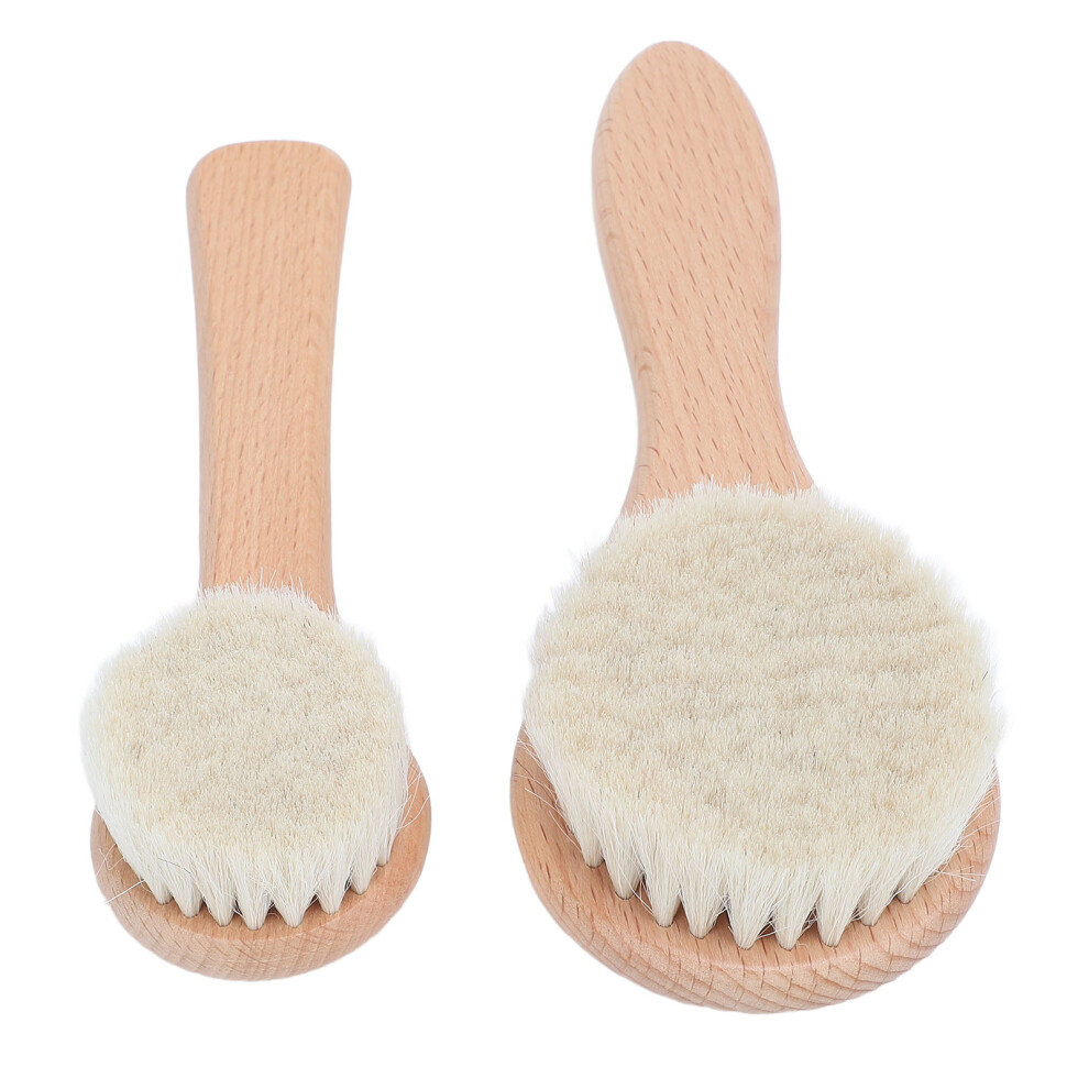 2pcs Beechwood Shower Brush Reusable Bath Back Scrubber with Non-slip Handle