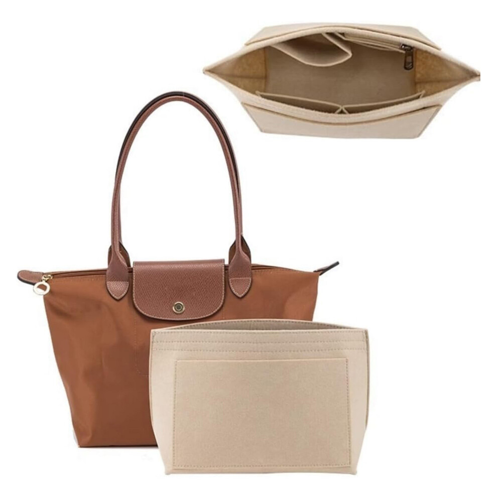 Brown Large Capacity Felt Purse Organizer Insert For Handbags