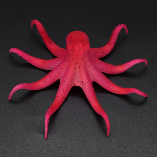 Fluorescent Silicone Octopus Aquarium Decor - Red, 4.5cm 2