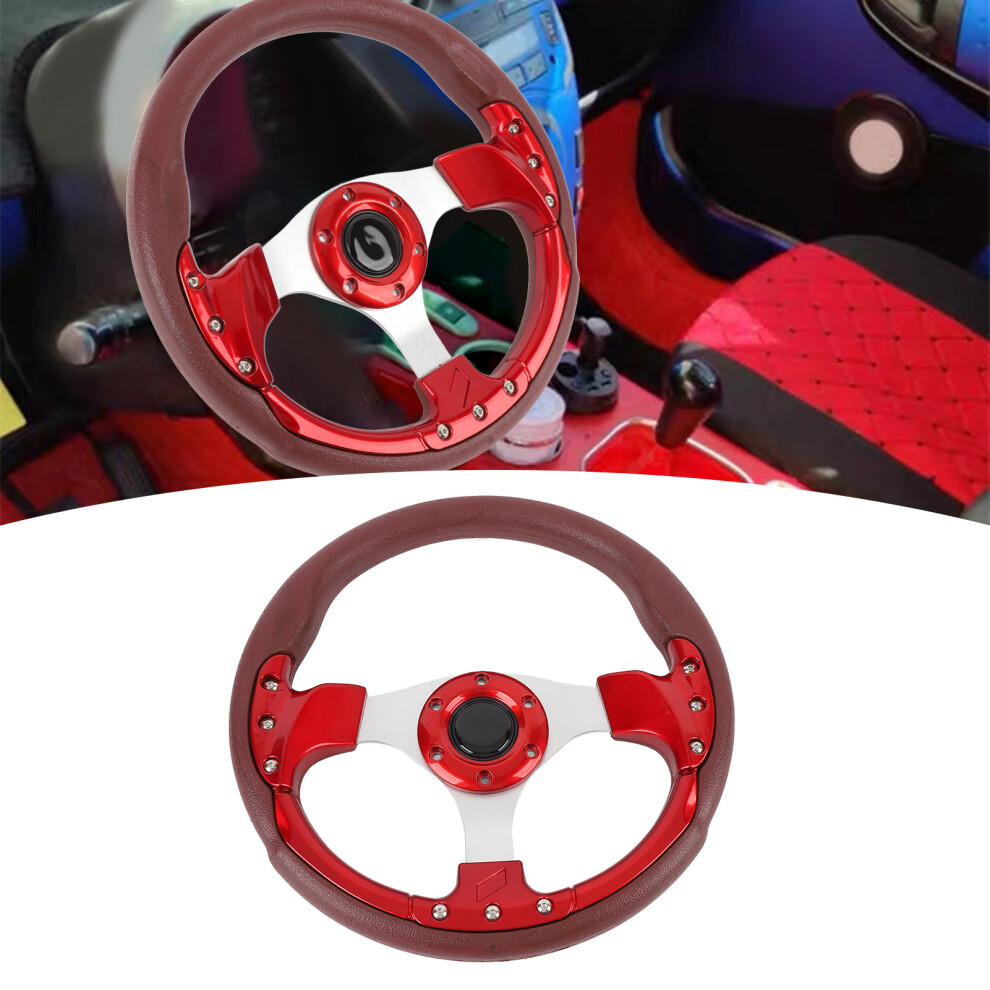 13In Shockproof Pu Leather Racing Steering Wheel With 6-Hole Hub Adapter Red 8721359071405