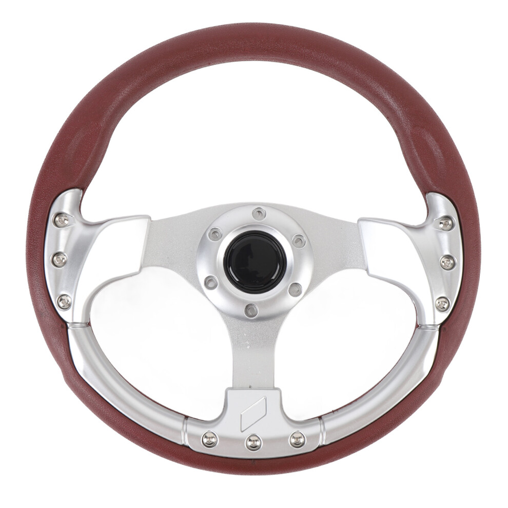Shockproof Pu Leather 13In Racing Steering Wheel With 6 Hole Hub Adapter Silver 4401359073091