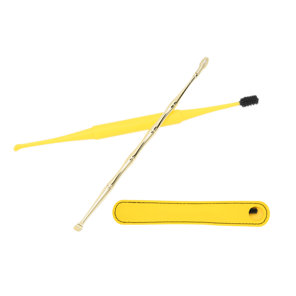 Yellow Ear Cleaner Set With Soft Brush Spring Ear Pick Easy Earwax Removal