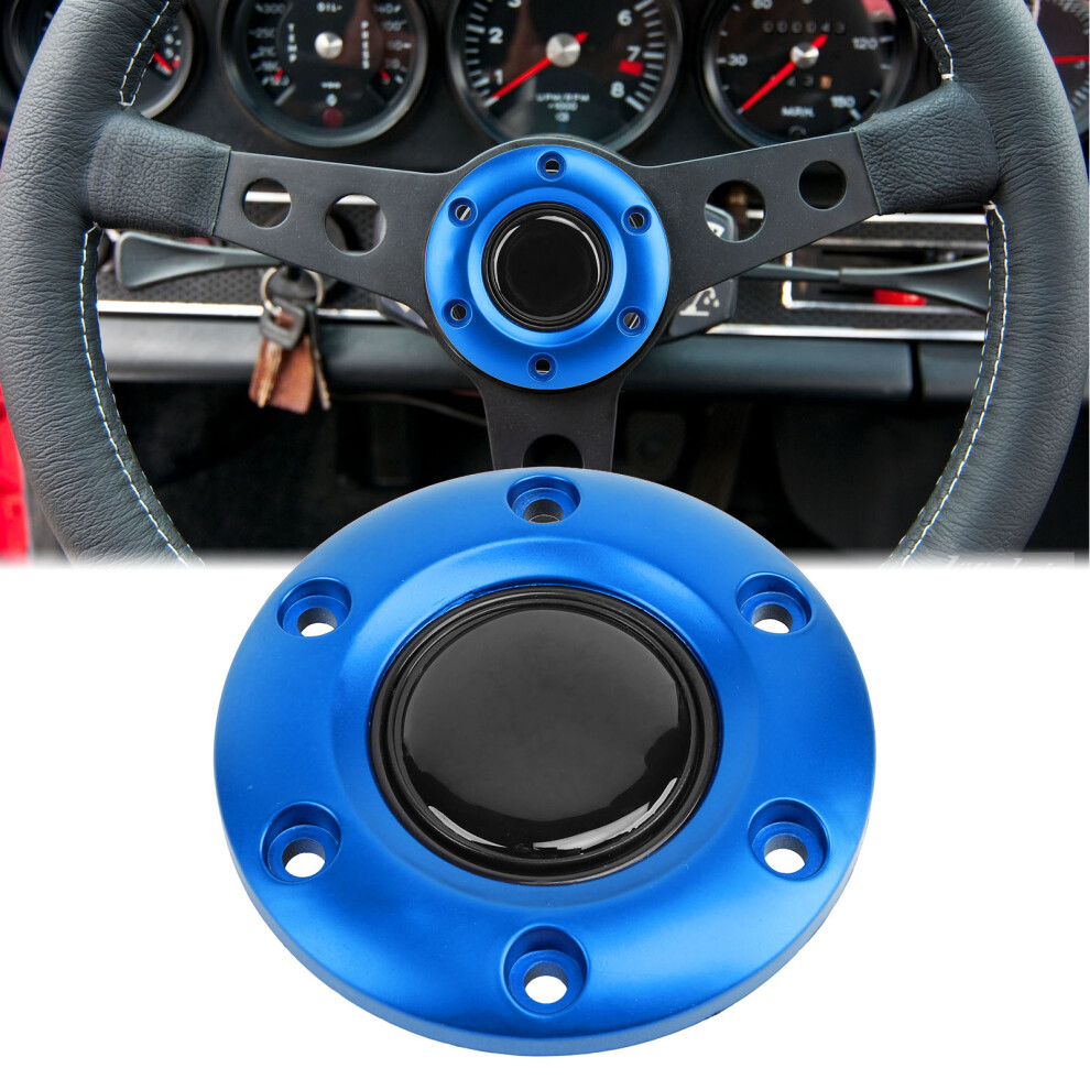 6-Hole Steering Wheel Center Cap Horn Button For Aftermarket Wheels Blue 3521359079044