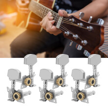 Silberne Gitarrensaitenhalter mit Sperrfunktion für Akustik- und E-Gitarren, 6 Stück