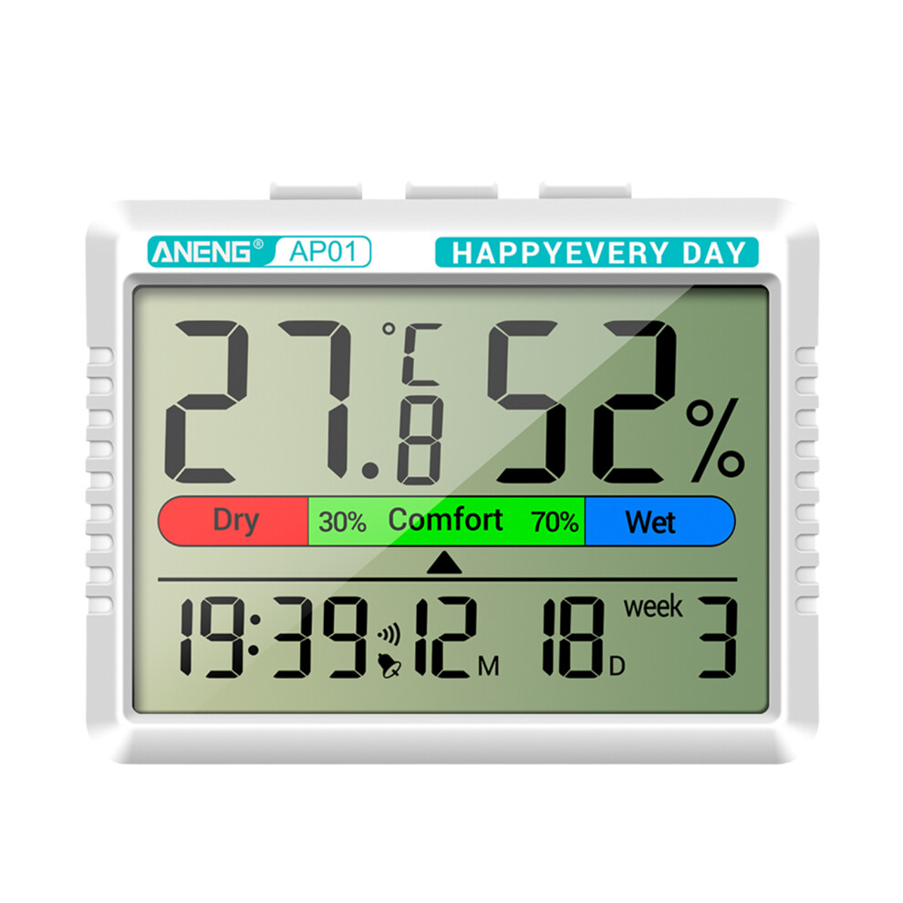 Multifunctional ThermoHygrometer with Clock, Alarm, Calendar, Reminder, 8.7x7x2cm