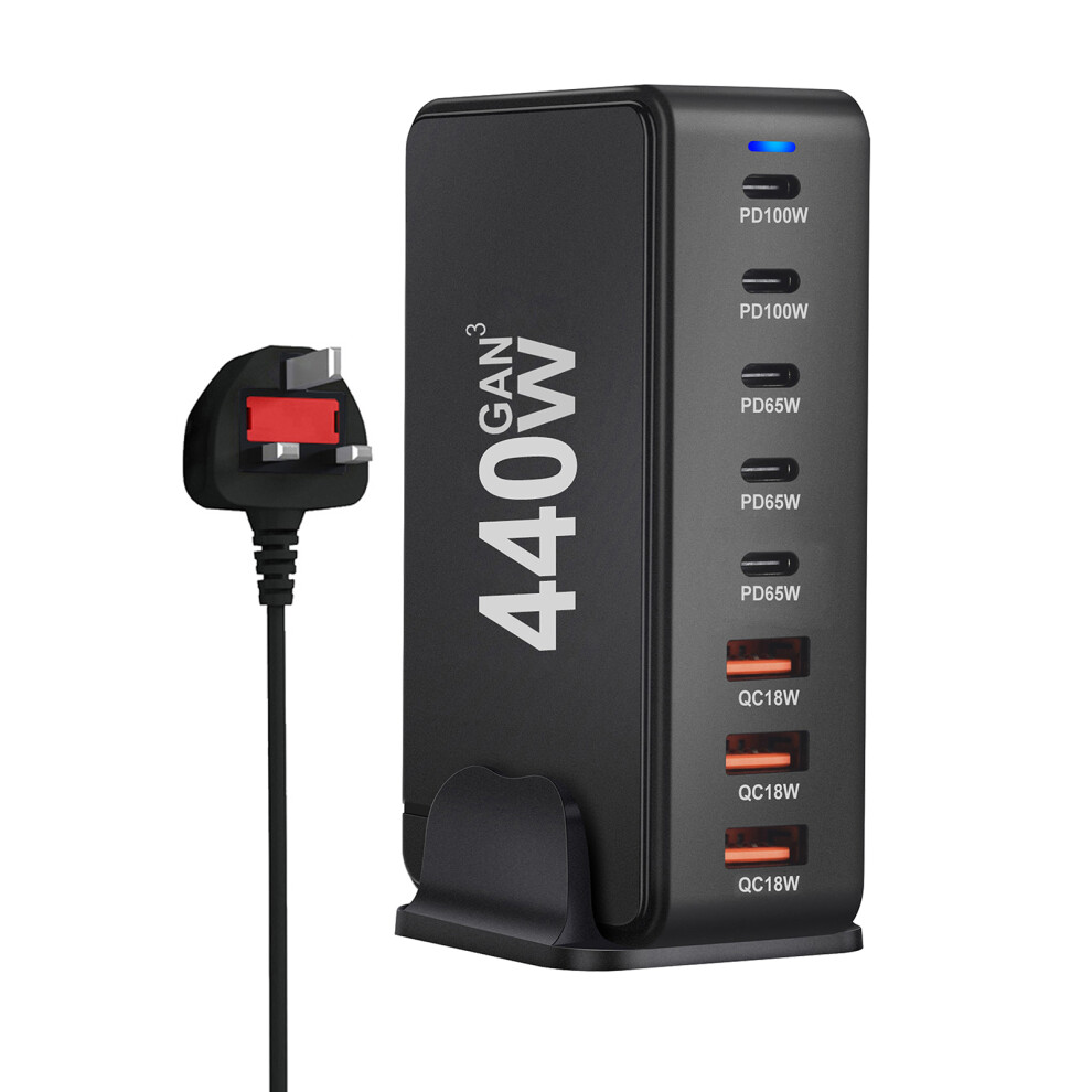 440W Multi-Ports USB-C Charging Hub, 8 Ports, Black/White-image-OPC-PMTKDGK-NEW