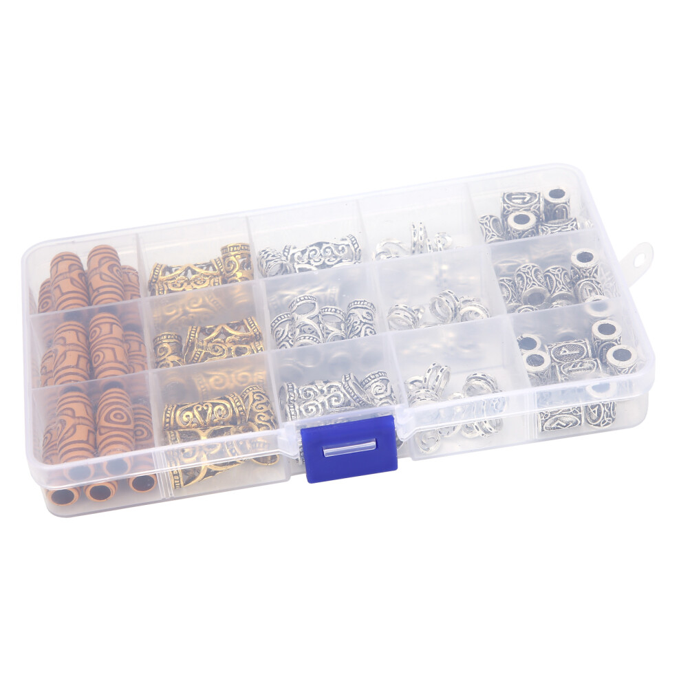75pcs Antique Silver Gold Beard Dreadlocks Hair Beads Accessories