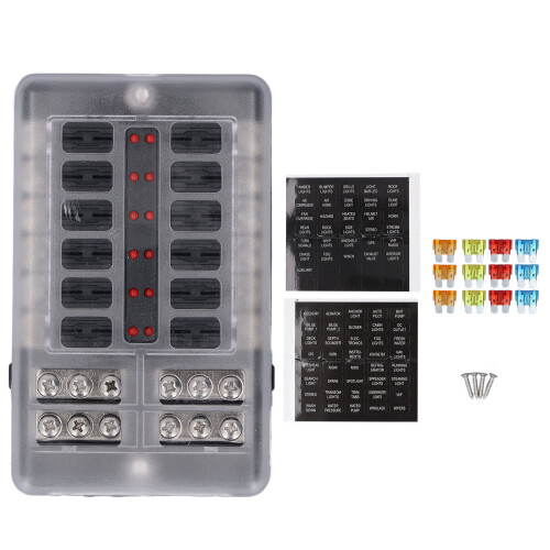 12-Wege-Sicherungsblock mit LED-Anzeige,
