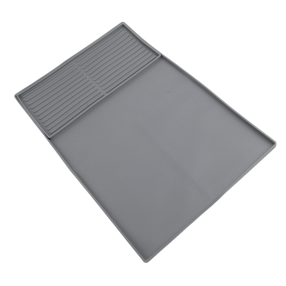 2 In 1 Silicone Coffee Mat with Dish Drying Mat for Kitchen Counter Gray