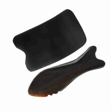 Ox Horn Gua Sha Gesicht- und Körpermassagebretter, 10x5,5 cm & 14,5x4,5 cm