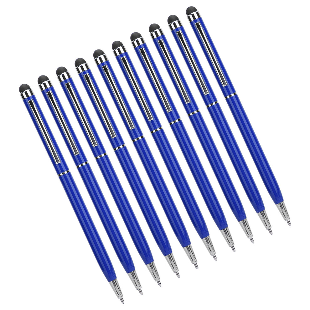 10Pcs Metal 2-In-1 Capacitive Touch Stylus Pens, 13.5Cm Blue 7901359097259