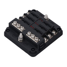 6 Way Fuse Box with Red LED Waterproof Cover, DC32V, 30A per Circuit