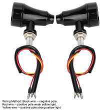 Metal Shell Retro Motorcycle Turn Signal Light LED Brake Flash Lamp Black