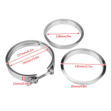 Universal 5" Stainless Steel Turbo Exhaust V-Band Clamp Kit for Car