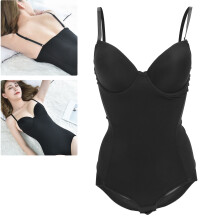 Damen-XL-Shapewear-Bodysuit mit BH und Taillentrainer Schwarz für den Sommer