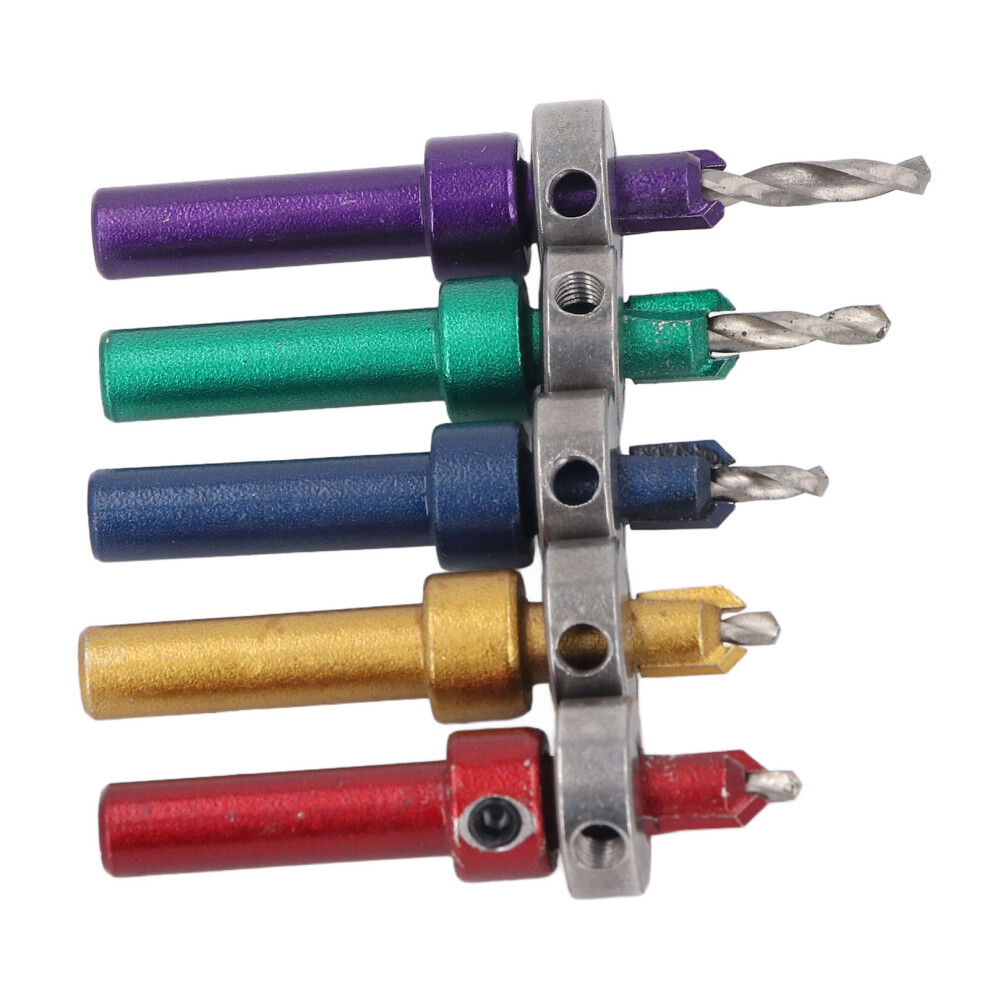 5Pcs Countersink Drill Bit Set For Wood Steel Accurate Drilling With Depth Stop 4651359111983