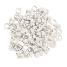 100 Stück Kunststoff-Vogelbeinringe 8 mm mit Nummern für Tauben & Vogelüberwachung Weiß